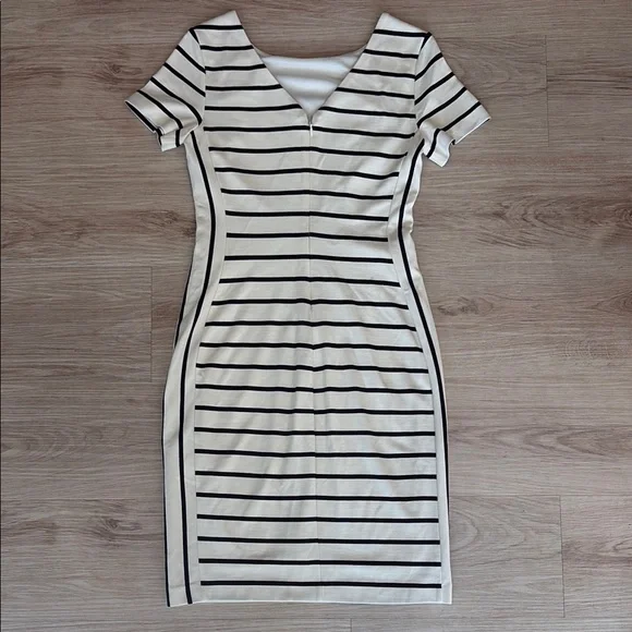 Banana Republic Black and Cream Striped Midi Dress - Picture 3 of 3